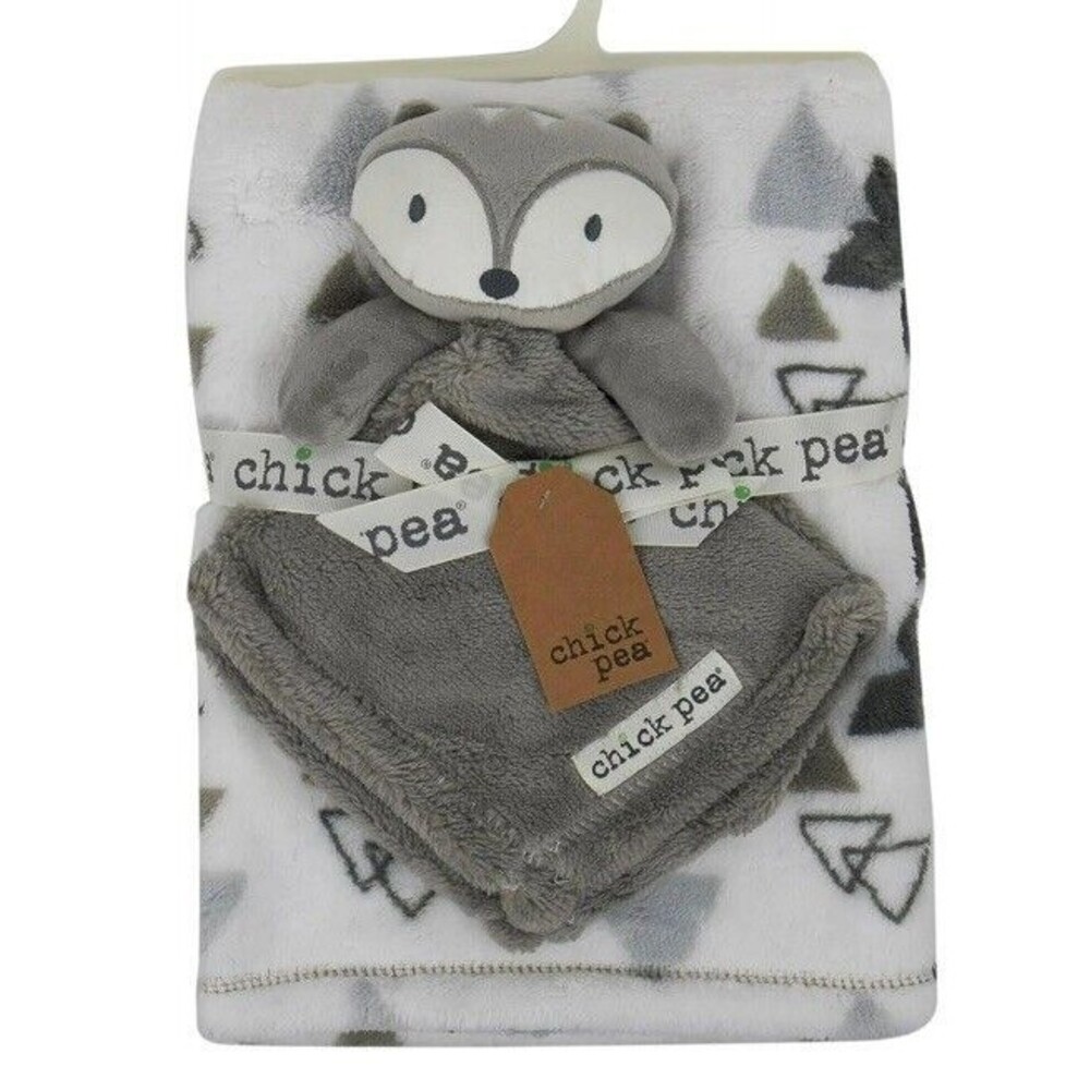 Chick Pea Gray Fox Security Baby Blanket Gift Soft Plush Lovey Set New